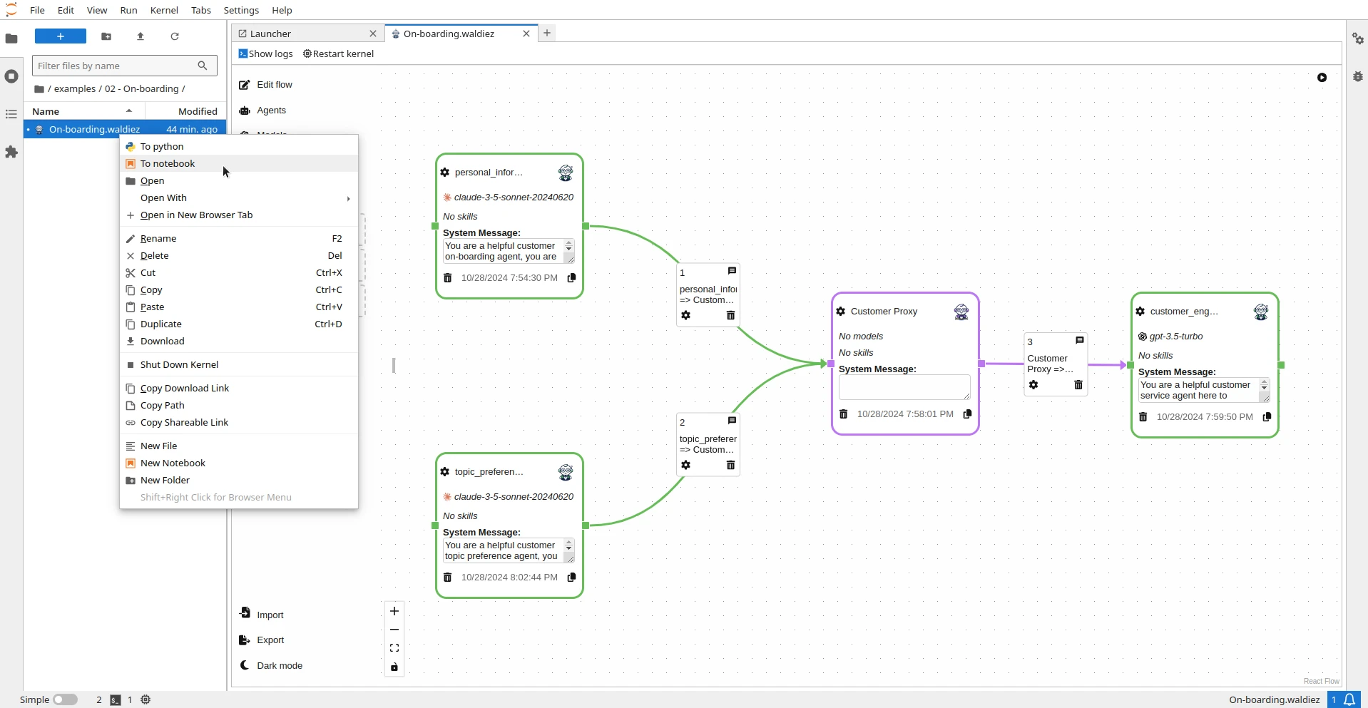 Converting a Waldiez flow